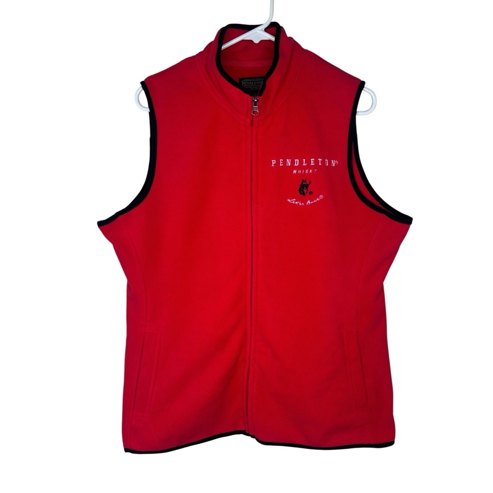 Pendleton Red Sleeveless Zip-Up Fleece Vest